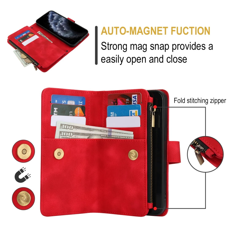 For iPhone 11 Pro Dream 9-Card Zipper Wallet RFID Leather Phone Case with Lanyard
