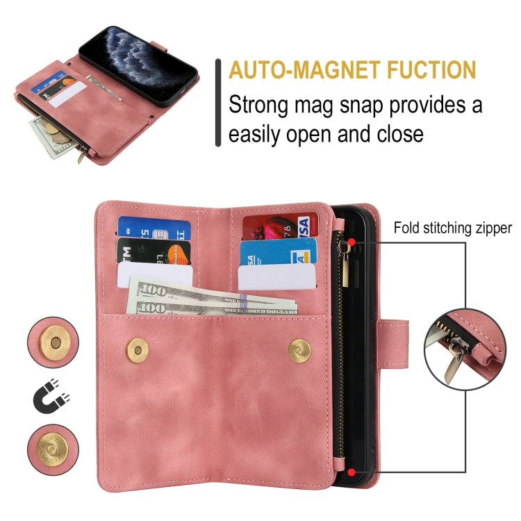 For iPhone 11 Pro Dream 9-Card Zipper Wallet RFID Leather Phone Case with Lanyard