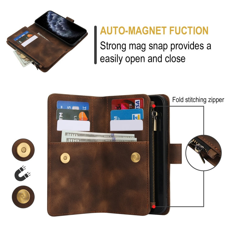 For iPhone 11 Pro Dream 9-Card Zipper Wallet RFID Leather Phone Case with Lanyard