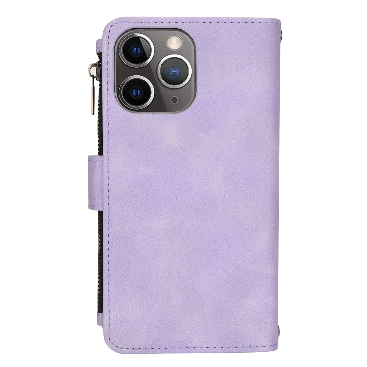 For iPhone 11 Pro Max Dream 9-Card Zipper Wallet RFID Leather Phone Case with Lanyard