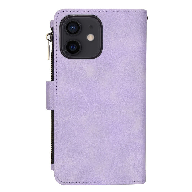 For iPhone 12 Dream 9-Card Zipper Wallet RFID Leather Phone Case with Lanyard
