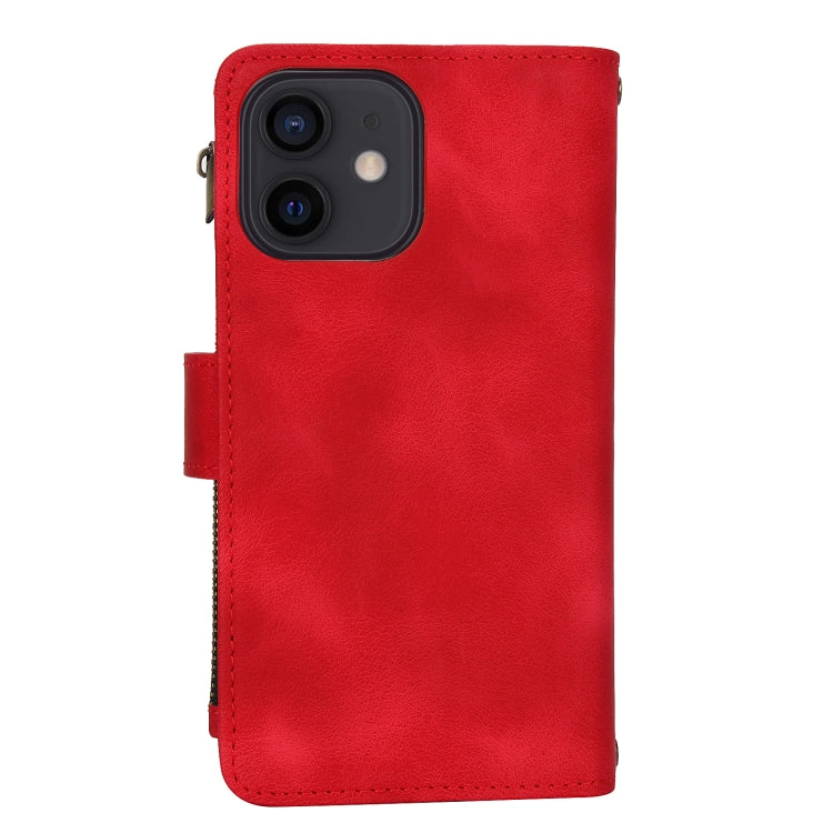 For iPhone 12 mini Dream 9-Card Zipper Wallet RFID Leather Phone Case with Lanyard