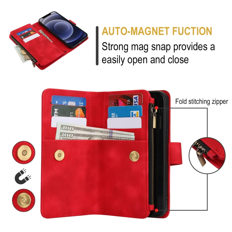 For iPhone 12 mini Dream 9-Card Zipper Wallet RFID Leather Phone Case with Lanyard