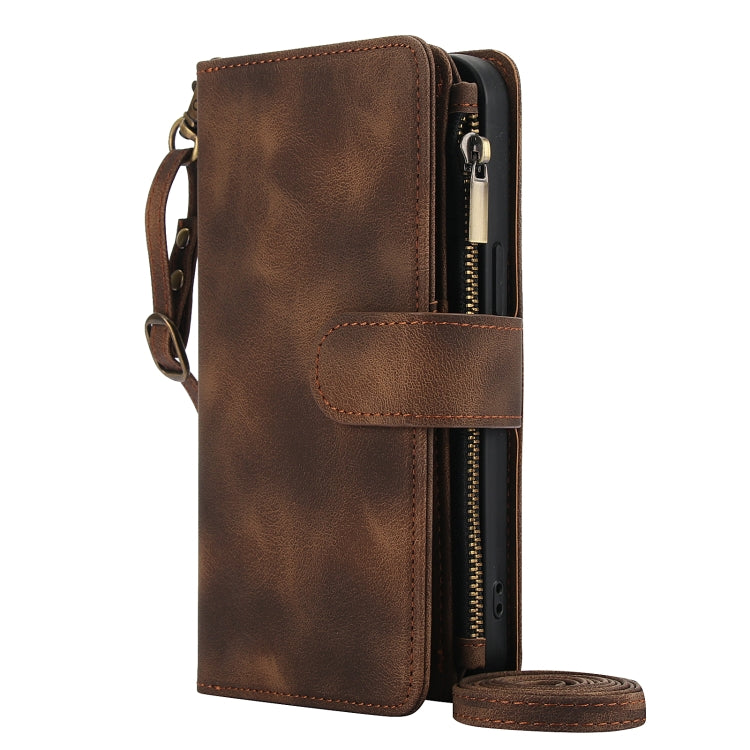For iPhone 12 mini Dream 9-Card Zipper Wallet RFID Leather Phone Case with Lanyard