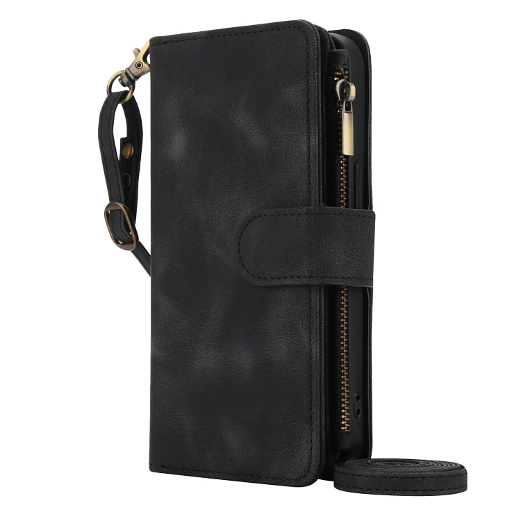 For iPhone 13 Dream 9-Card Zipper Wallet RFID Leather Phone Case with Lanyard