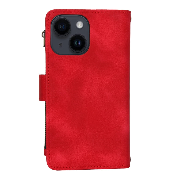 For iPhone 13 mini Dream 9-Card Zipper Wallet RFID Leather Phone Case with Lanyard