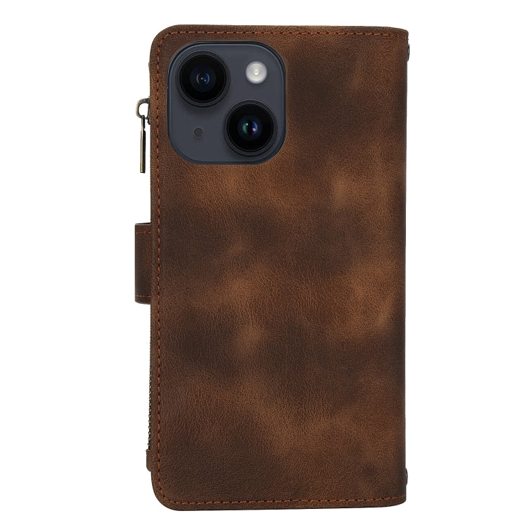 For iPhone 13 mini Dream 9-Card Zipper Wallet RFID Leather Phone Case with Lanyard