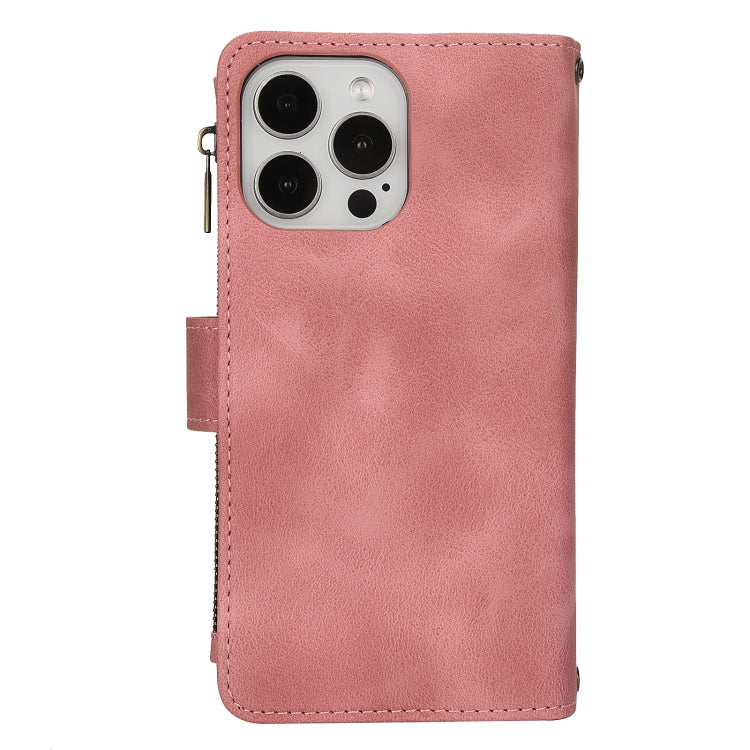 For iPhone 13 Pro Max Dream 9-Card Zipper Wallet RFID Leather Phone Case with Lanyard