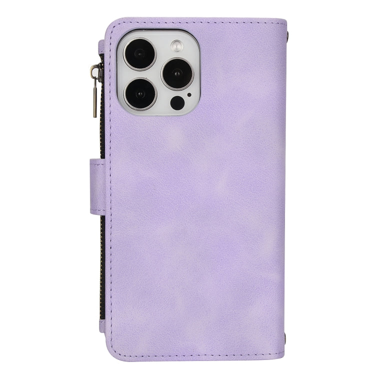 For iPhone 13 Pro Max Dream 9-Card Zipper Wallet RFID Leather Phone Case with Lanyard