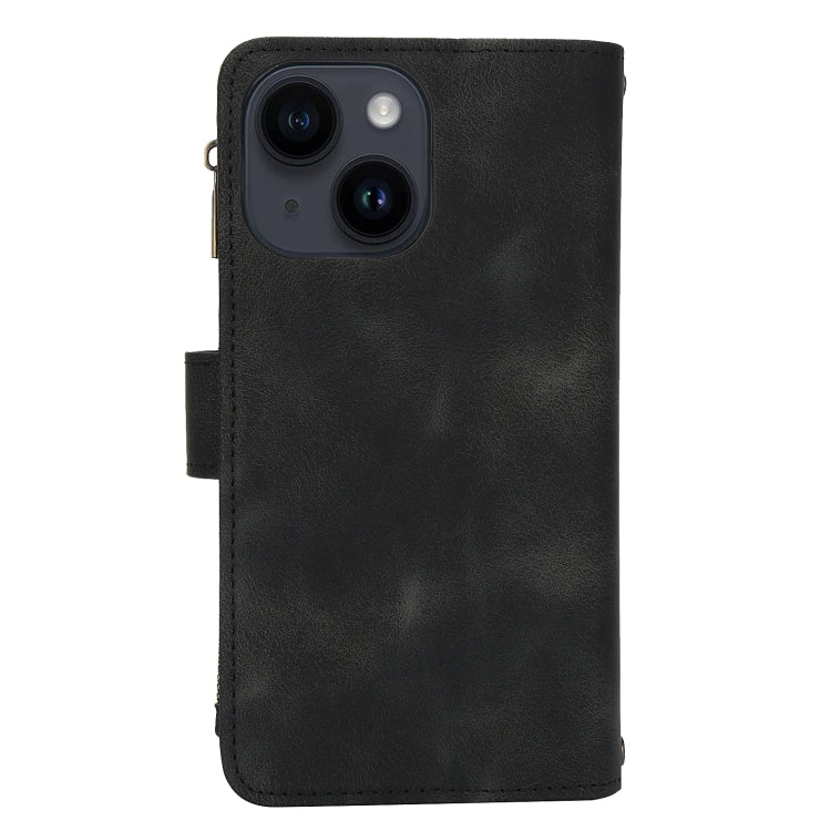 For iPhone 14 Dream 9-Card Zipper Wallet RFID Leather Phone Case with Lanyard