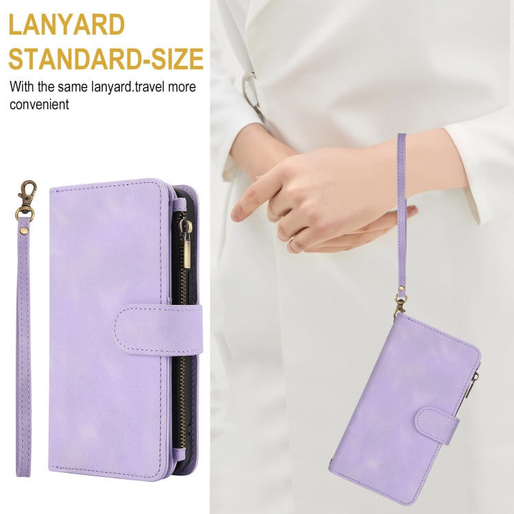 For iPhone 14 Plus Dream 9-Card Zipper Wallet RFID Leather Phone Case with Lanyard