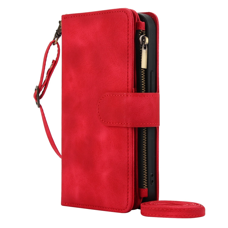 For iPhone 14 Pro Max Dream 9-Card Zipper Wallet RFID Leather Phone Case with Lanyard