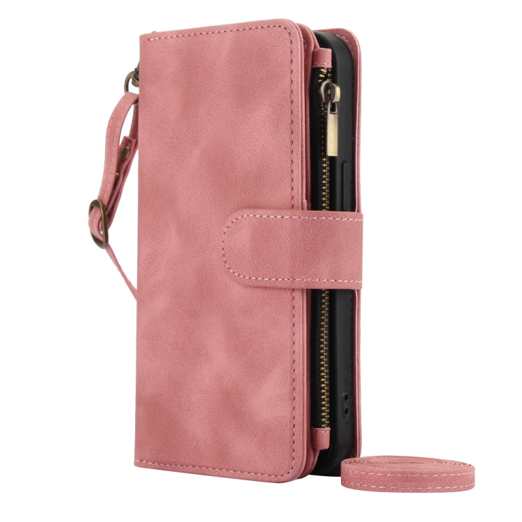 For iPhone 15 Plus Dream 9-Card Zipper Wallet RFID Leather Phone Case with Lanyard