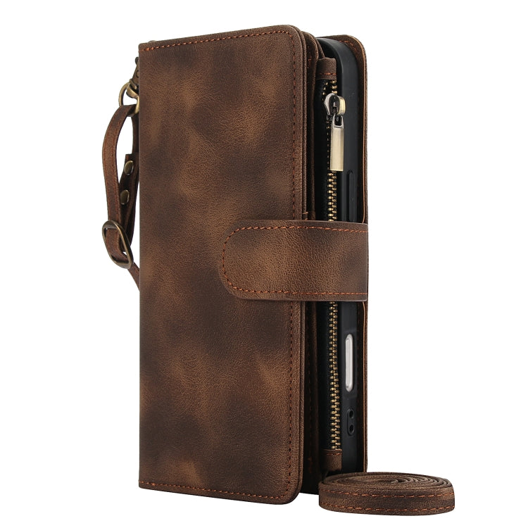 For iPhone 16 Dream 9-Card Zipper Wallet RFID Leather Phone Case with Lanyard