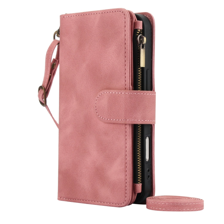For iPhone 16 Plus Dream 9-Card Zipper Wallet RFID Leather Phone Case with Lanyard