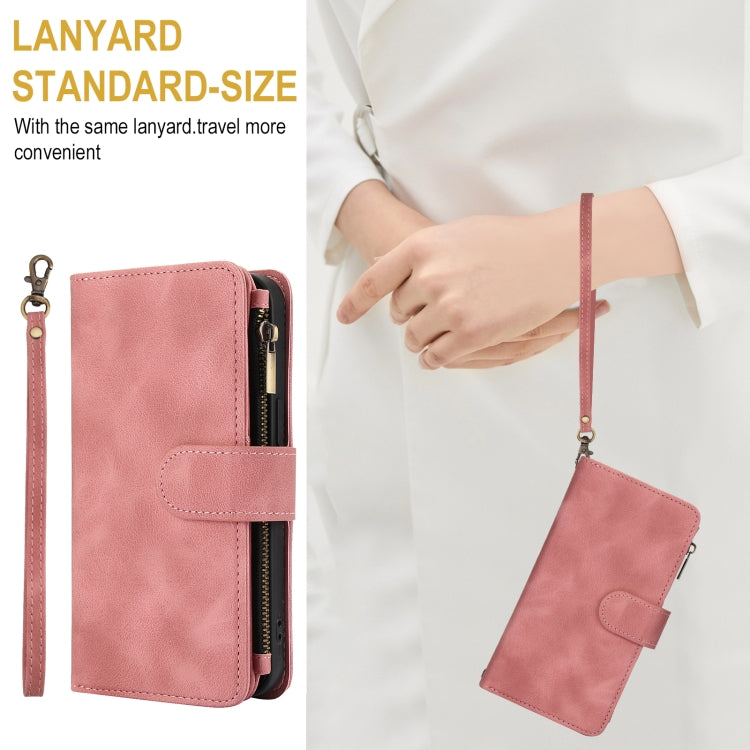 For iPhone 16 Plus Dream 9-Card Zipper Wallet RFID Leather Phone Case with Lanyard