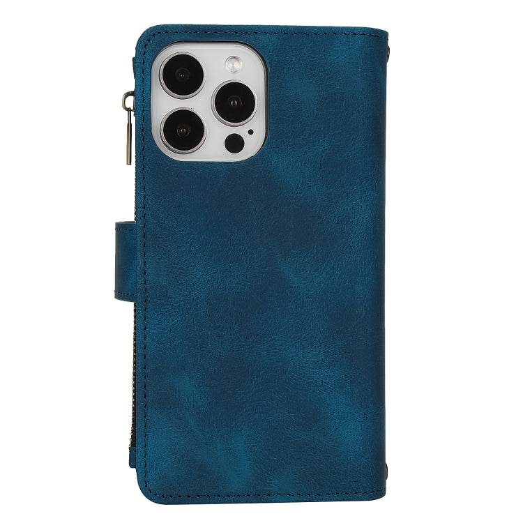 For iPhone 16 Pro Dream 9-Card Zipper Wallet RFID Leather Phone Case with Lanyard
