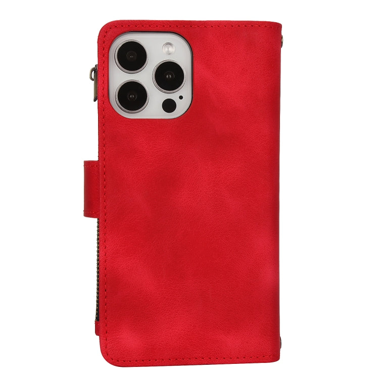 For iPhone 16 Pro Dream 9-Card Zipper Wallet RFID Leather Phone Case with Lanyard
