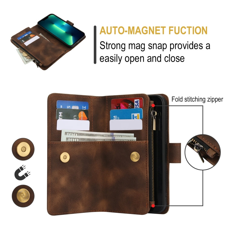 For iPhone 16 Pro Dream 9-Card Zipper Wallet RFID Leather Phone Case with Lanyard