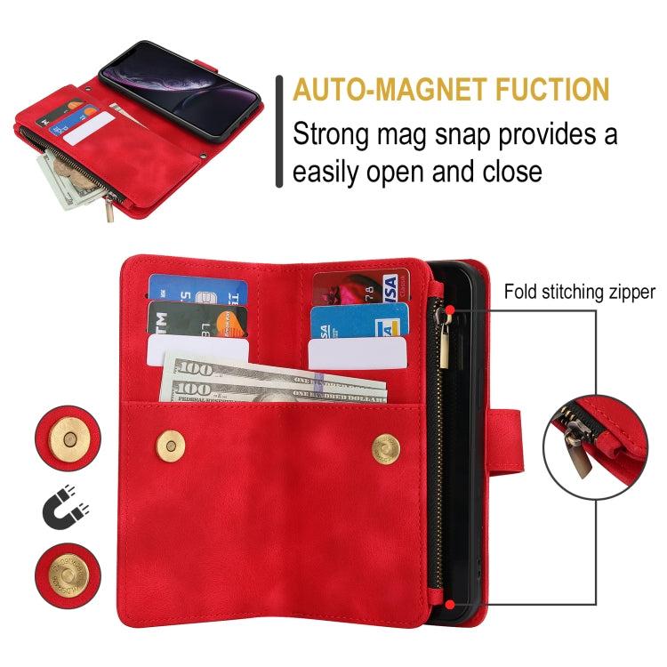 For iPhone XR Dream 9-Card Zipper Wallet RFID Leather Phone Case with Lanyard