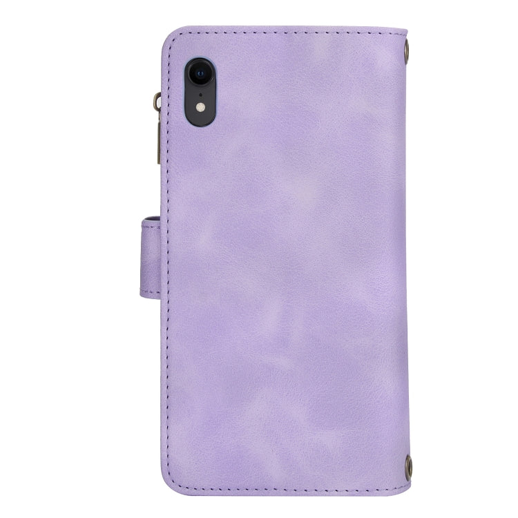 For iPhone XR Dream 9-Card Zipper Wallet RFID Leather Phone Case with Lanyard