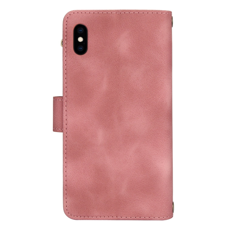 For iPhone XS / X Dream 9-Card Zipper Wallet RFID Leather Phone Case with Lanyard