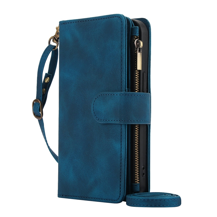For iPhone XS Max Dream 9-Card Zipper Wallet RFID Leather Phone Case with Lanyard