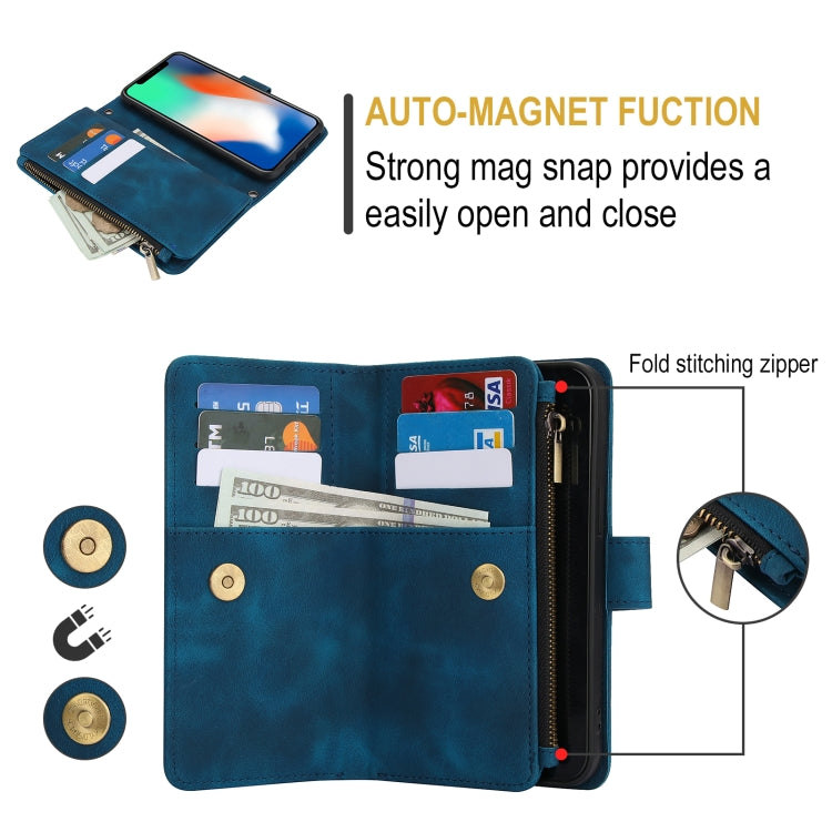 For iPhone XS Max Dream 9-Card Zipper Wallet RFID Leather Phone Case with Lanyard
