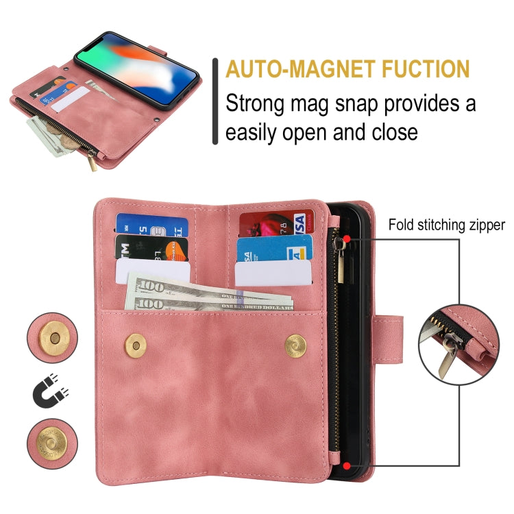 For iPhone XS Max Dream 9-Card Zipper Wallet RFID Leather Phone Case with Lanyard