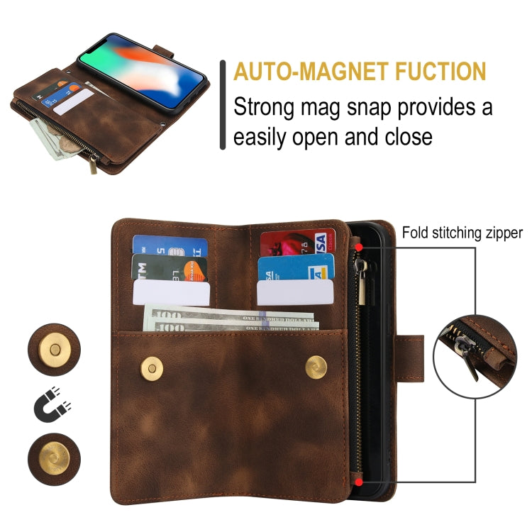 For iPhone XS Max Dream 9-Card Zipper Wallet RFID Leather Phone Case with Lanyard