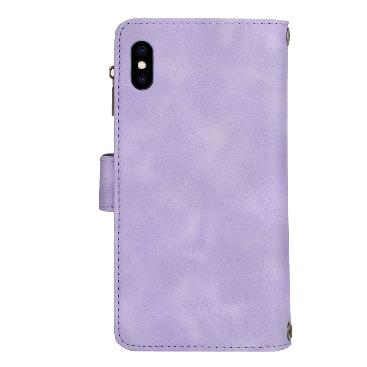 For iPhone XS Max Dream 9-Card Zipper Wallet RFID Leather Phone Case with Lanyard