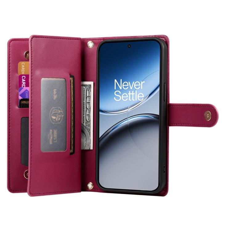 For OnePlus 13R / Ace 5 / Ace 5 Pro Nine Card-slot Zipper Wallet Bag Leather Phone Case