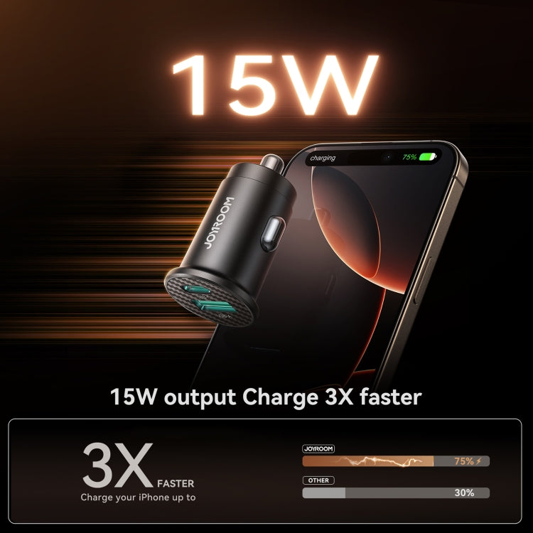 JOYROOM JR-CCN16 15W USB-A and USB-C Mini Car Charger - Black