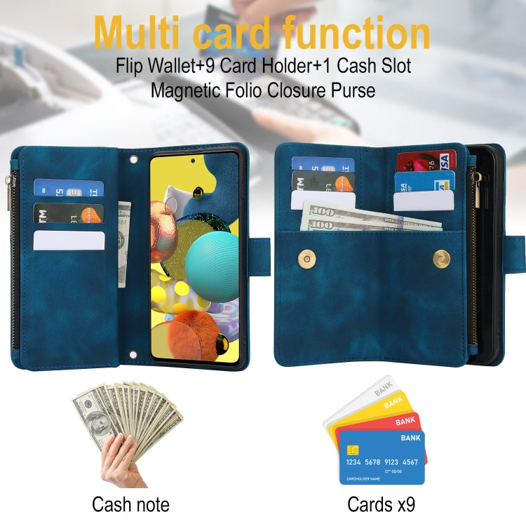 For Samsung Galaxy S20 5G Dream 9-Card Zipper Wallet RFID Leather Phone Case with Lanyard