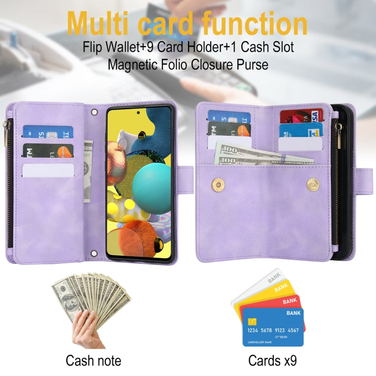 For Samsung Galaxy S20 5G Dream 9-Card Zipper Wallet RFID Leather Phone Case with Lanyard
