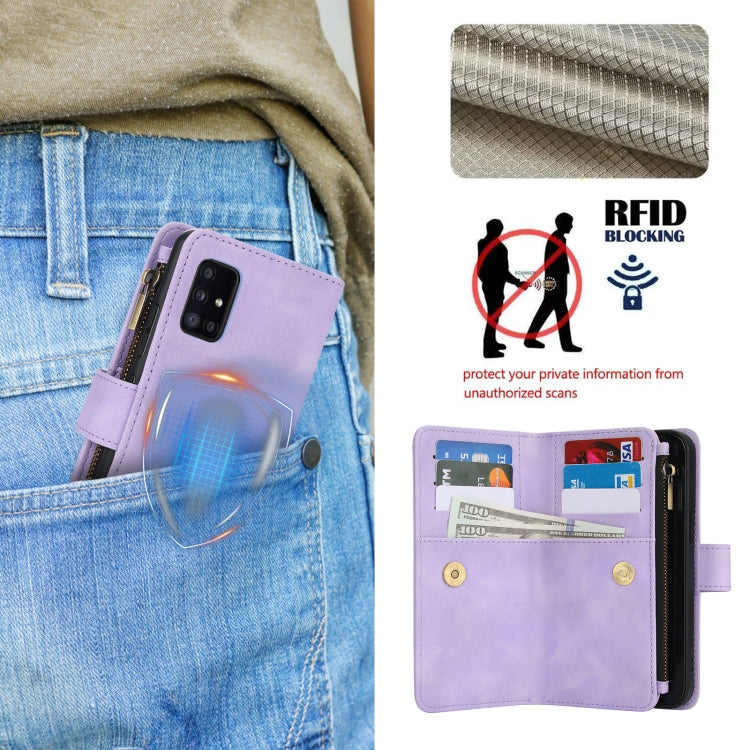 For Samsung Galaxy S20 5G Dream 9-Card Zipper Wallet RFID Leather Phone Case with Lanyard