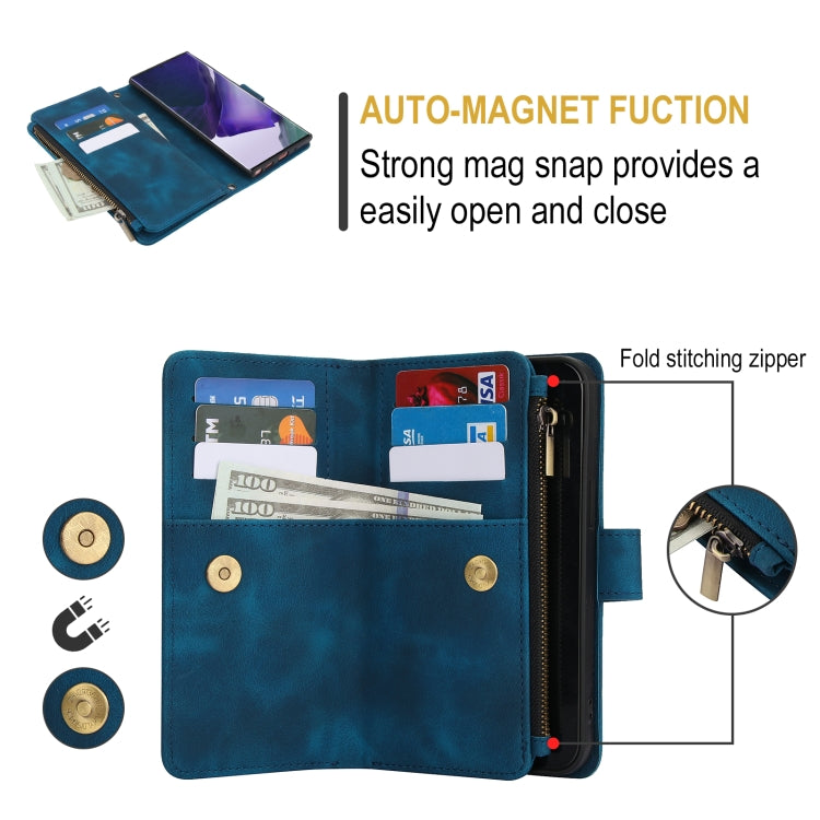 For Samsung Galaxy S20 FE Dream 9-Card Zipper Wallet RFID Leather Phone Case with Lanyard