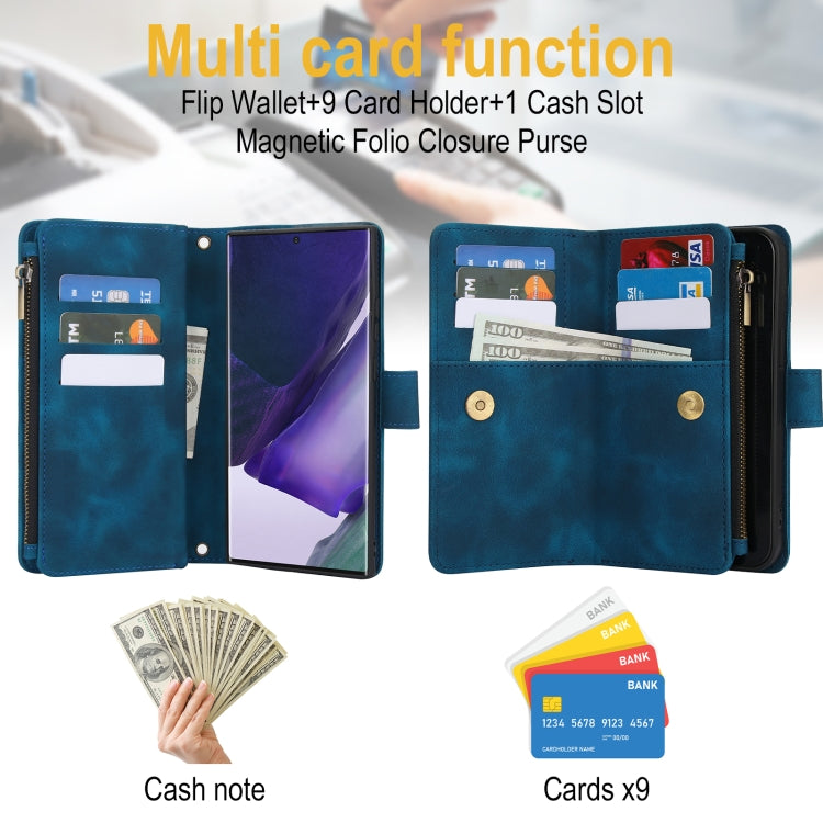 For Samsung Galaxy S20 FE Dream 9-Card Zipper Wallet RFID Leather Phone Case with Lanyard