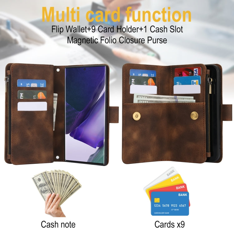For Samsung Galaxy S20 FE Dream 9-Card Zipper Wallet RFID Leather Phone Case with Lanyard