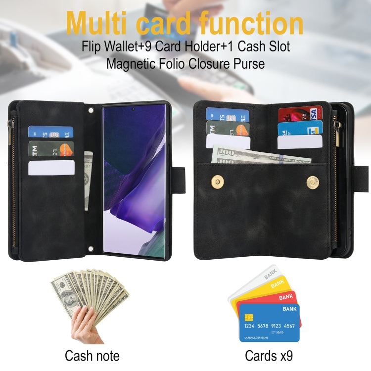 For Samsung Galaxy S20 FE Dream 9-Card Zipper Wallet RFID Leather Phone Case with Lanyard