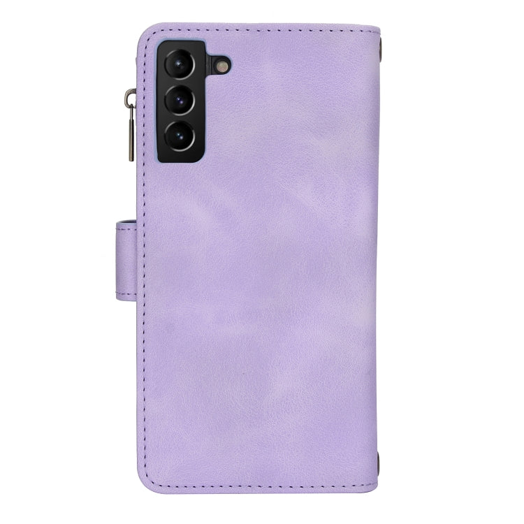 For Samsung Galaxy S21 5G Dream 9-Card Zipper Wallet RFID Leather Phone Case with Lanyard