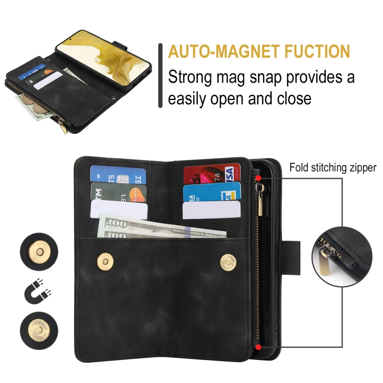 For Samsung Galaxy S21 FE 5G Dream 9-Card Zipper Wallet RFID Leather Phone Case with Lanyard