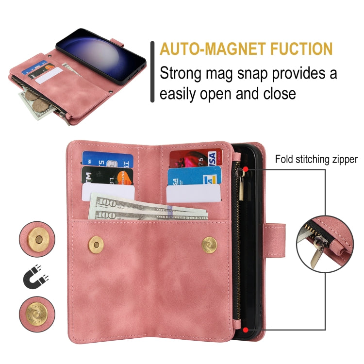 For Samsung Galaxy S23 5G Dream 9-Card Zipper Wallet RFID Leather Phone Case with Lanyard