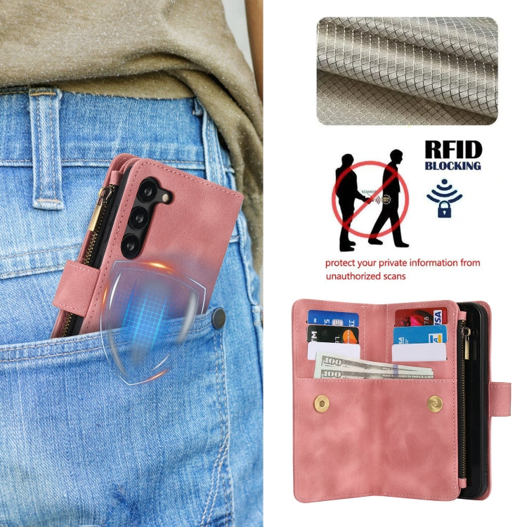 For Samsung Galaxy S23 5G Dream 9-Card Zipper Wallet RFID Leather Phone Case with Lanyard