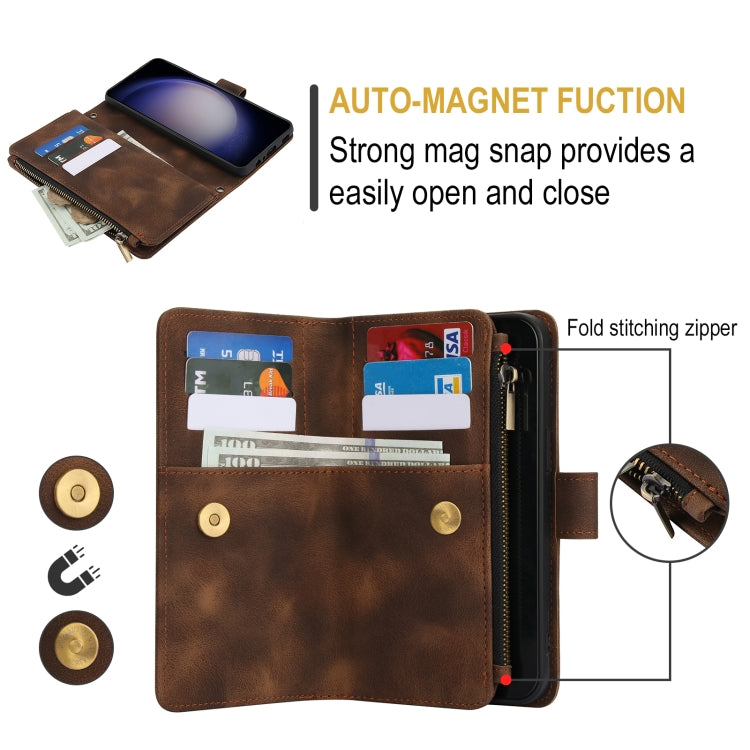 For Samsung Galaxy S23 5G Dream 9-Card Zipper Wallet RFID Leather Phone Case with Lanyard