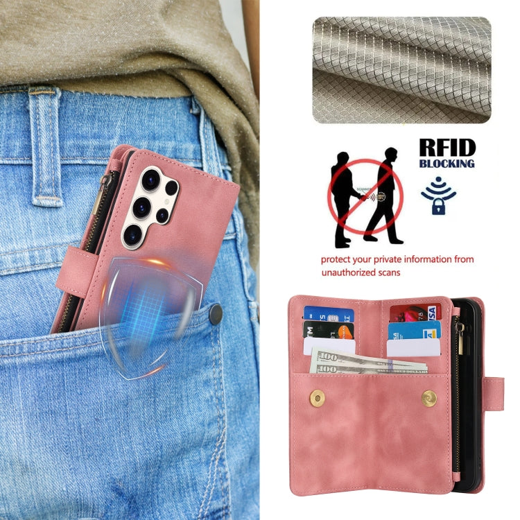For Samsung Galaxy S23 Ultra 5G Dream 9-Card Zipper Wallet RFID Leather Phone Case with Lanyard