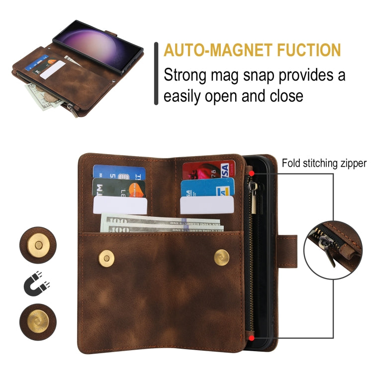 For Samsung Galaxy S23 Ultra 5G Dream 9-Card Zipper Wallet RFID Leather Phone Case with Lanyard