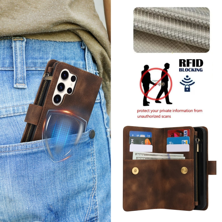 For Samsung Galaxy S23 Ultra 5G Dream 9-Card Zipper Wallet RFID Leather Phone Case with Lanyard