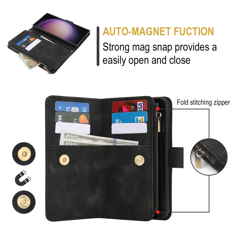For Samsung Galaxy S23 Ultra 5G Dream 9-Card Zipper Wallet RFID Leather Phone Case with Lanyard