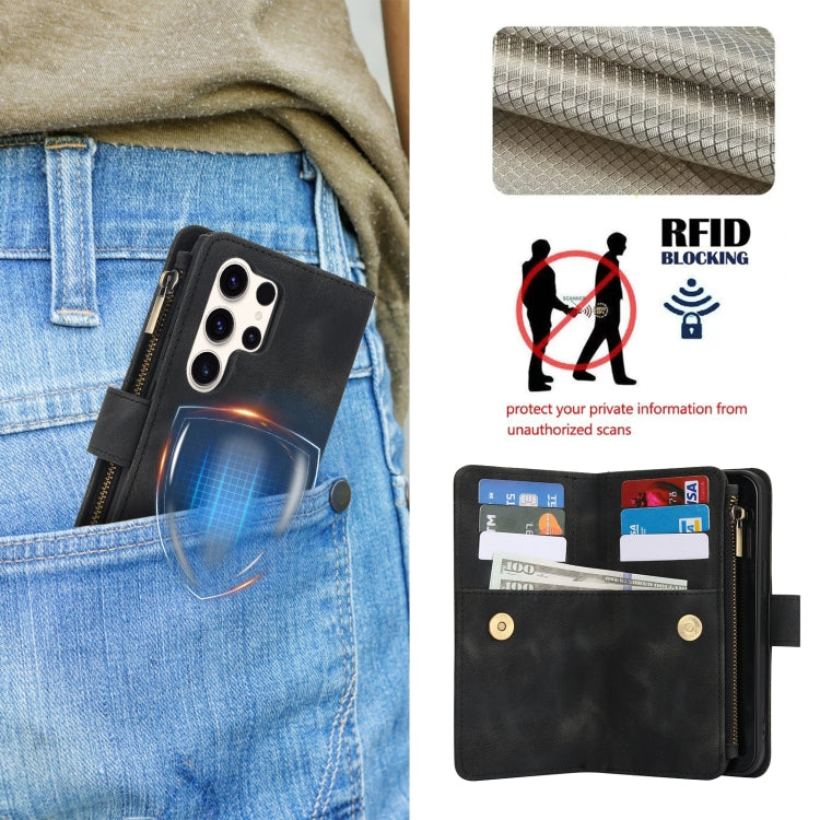 For Samsung Galaxy S23 Ultra 5G Dream 9-Card Zipper Wallet RFID Leather Phone Case with Lanyard